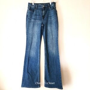 Old Navy Wow Flare High Rise Jeans Med Wash 8 Tall Elevated Casual Denim